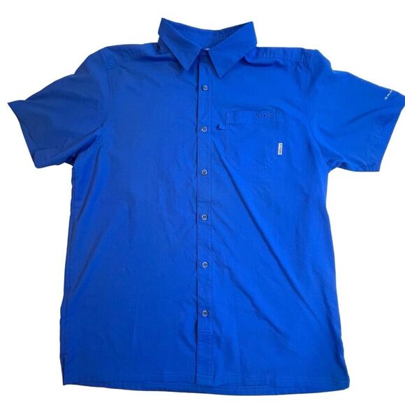 Columbia Other - Columbia Shirt Men Large Blue Button Up Omni Shade Golf Fish Outdoor Collared